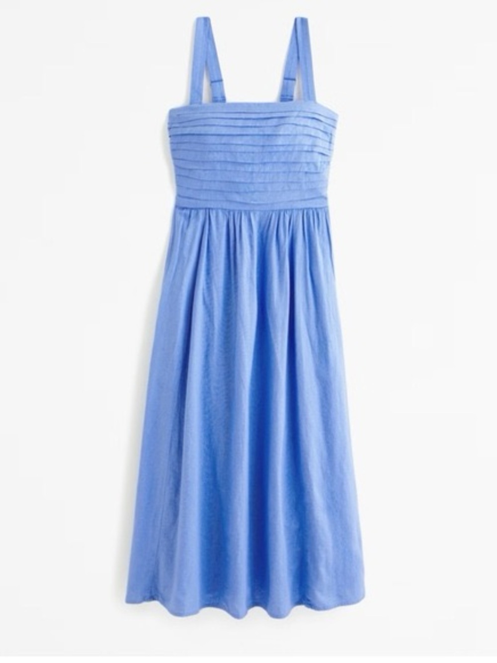 Abercrombie & Fitch A&F Emerson Linen-Blend Sleeveless Midi Dress Blue LP Large